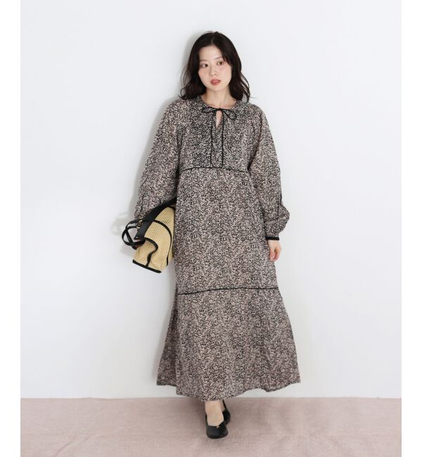  「Fanaka別注フラワー柄ワンピース」|ワンピース|ブラック柄