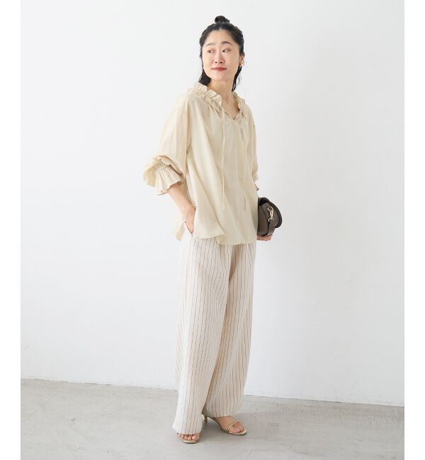  「シアーフリルネックブラウス」|シャツ・ブラウス|