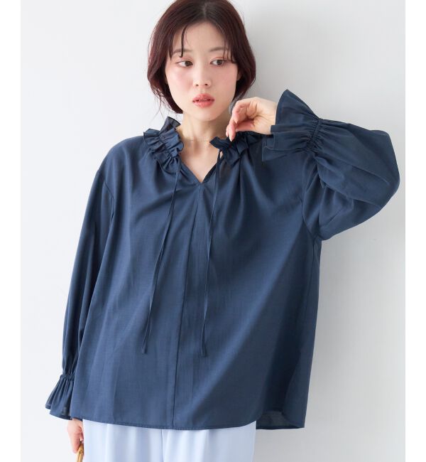  「シアーフリルネックブラウス」|シャツ・ブラウス|