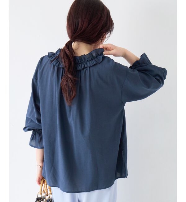  「シアーフリルネックブラウス」|シャツ・ブラウス|