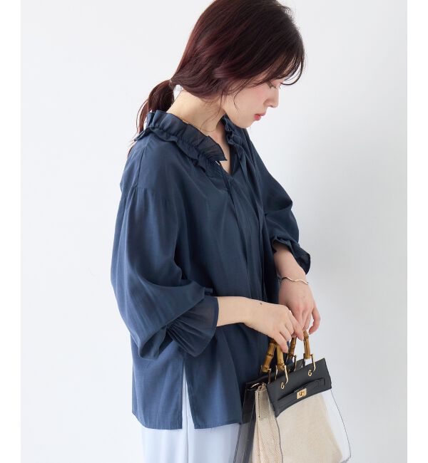  「シアーフリルネックブラウス」|シャツ・ブラウス|