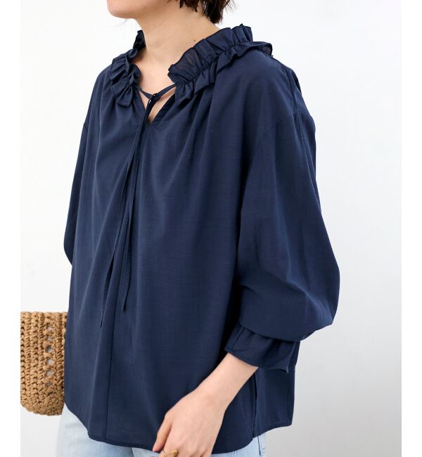  「シアーフリルネックブラウス」|シャツ・ブラウス|