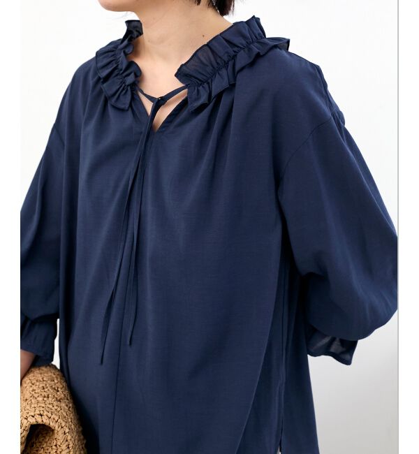  「シアーフリルネックブラウス」|シャツ・ブラウス|