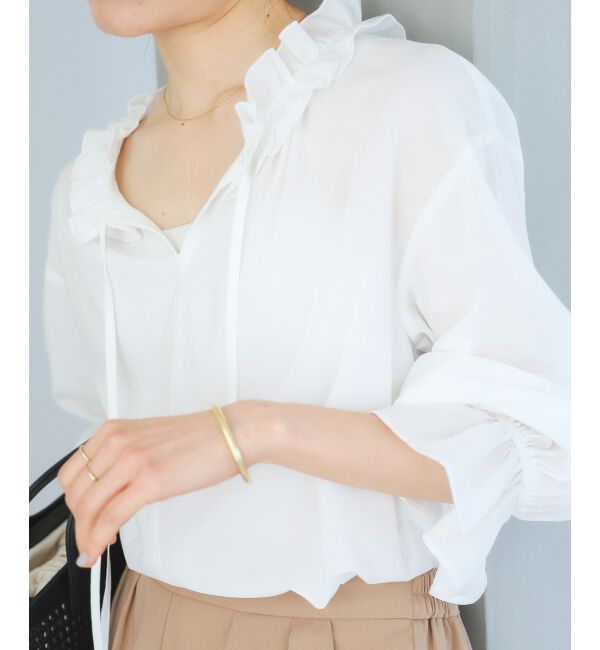  「シアーフリルネックブラウス」|シャツ・ブラウス|