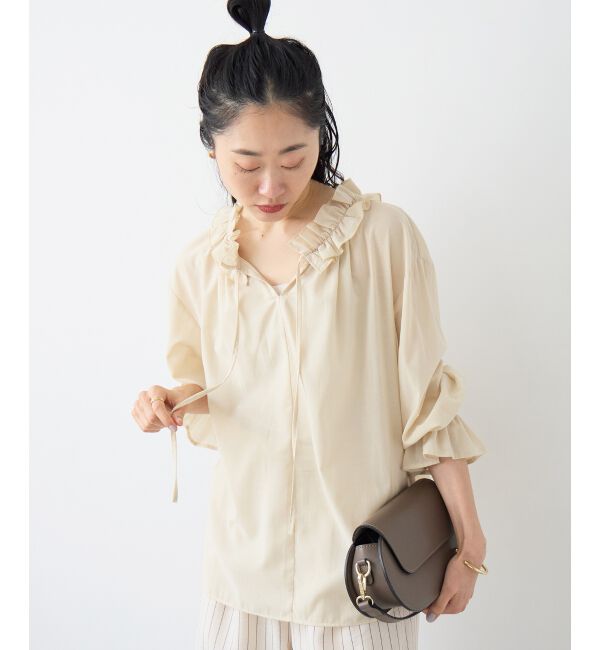  「シアーフリルネックブラウス」|シャツ・ブラウス|