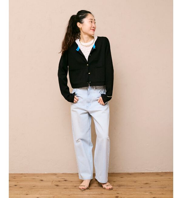  「《WEB限定アイテム》ストレッチレースハーフスリーブプルオーバー」|Tシャツ・カットソー|