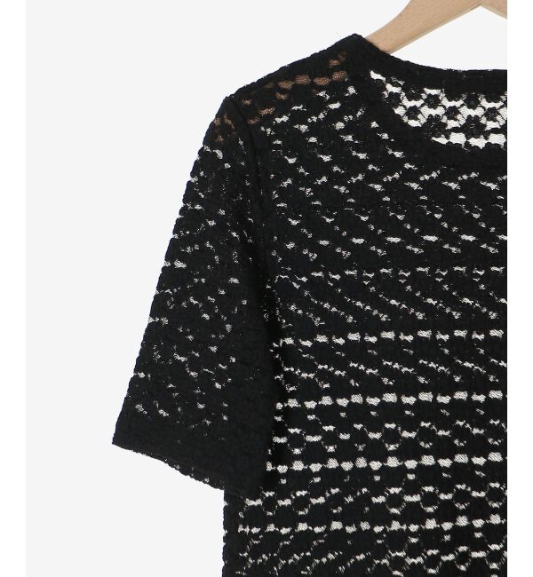  「《WEB限定アイテム》ストレッチレースハーフスリーブプルオーバー」|Tシャツ・カットソー|