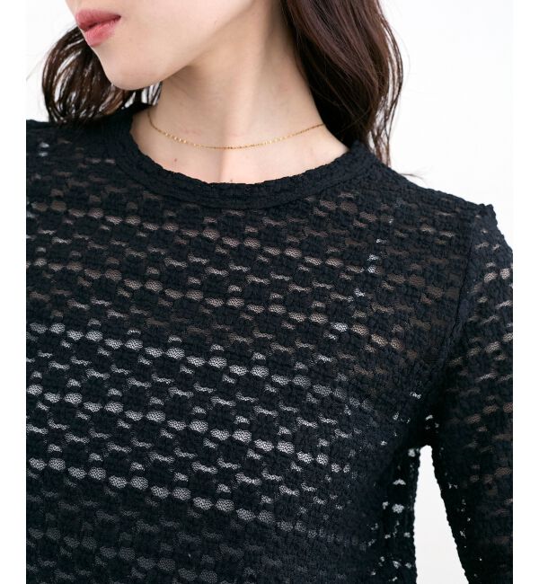  「《WEB限定アイテム》ストレッチレースハーフスリーブプルオーバー」|Tシャツ・カットソー|