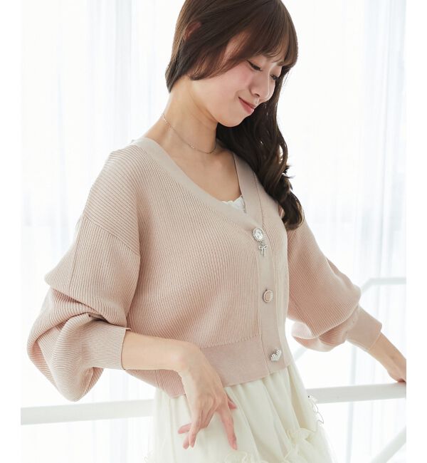  「&infin;リボンチャームボタンカーディガン」|カーディガン|
