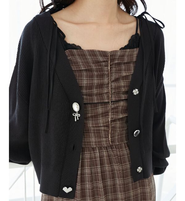  「&infin;リボンチャームボタンカーディガン」|カーディガン|