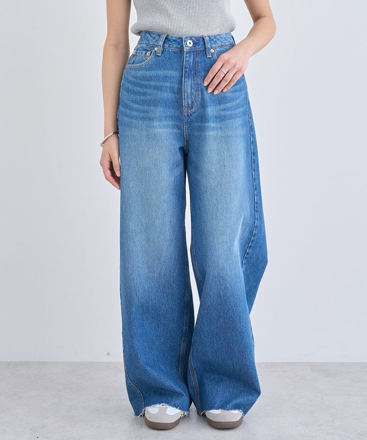 earth music&ecology「セルフカットワイドデニムパンツ」|デニム|