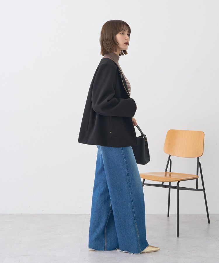 earth music&ecology「セルフカットワイドデニムパンツ」|デニム|