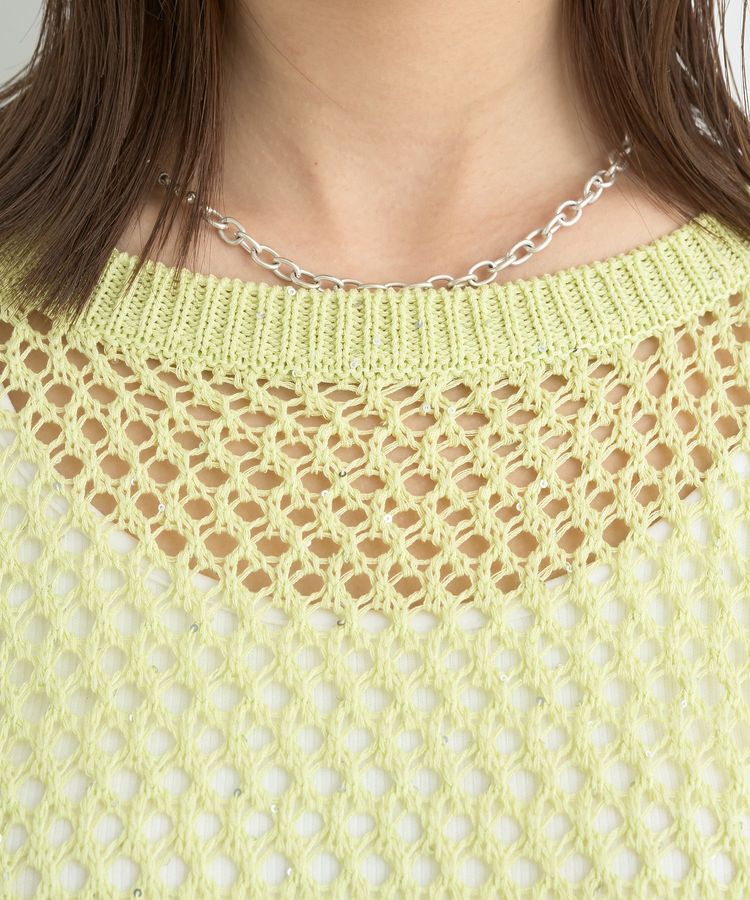 earth music&ecology「スパンコールメッシュニットプルオーバー」|ニット・セーター|