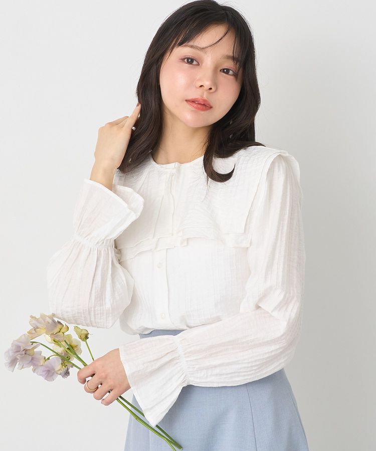 earth music&ecology「2WAYスクエアラッフルカラーブラウス」|シャツ・ブラウス|Off White