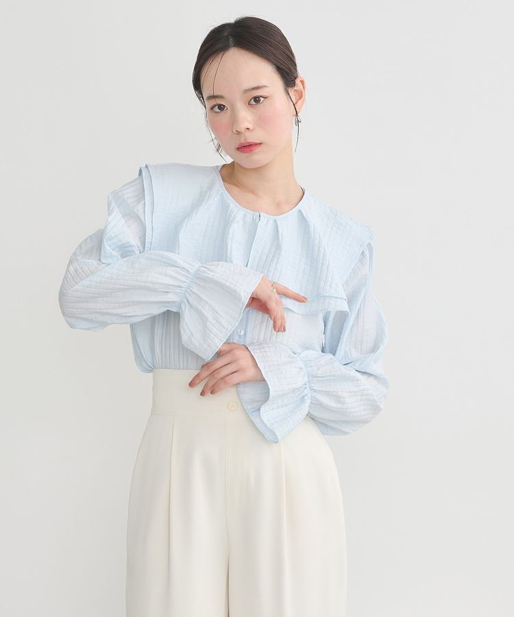 earth music&ecology「2WAYスクエアラッフルカラーブラウス」|シャツ・ブラウス|