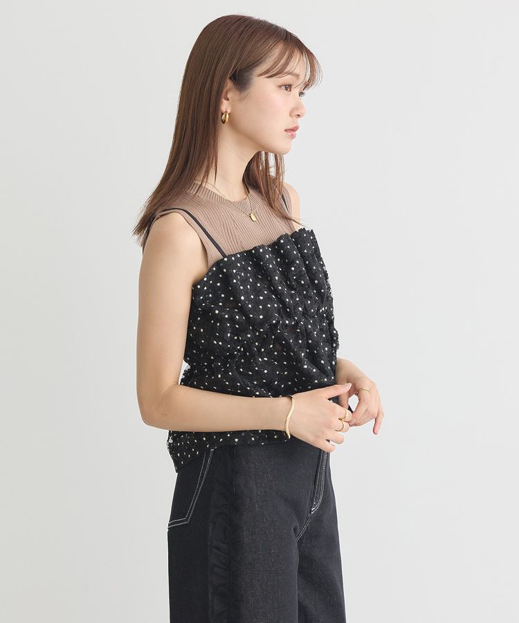 earth music&ecology「キラキラフラワー刺繍ビスチェ」|ベスト・ジレ|