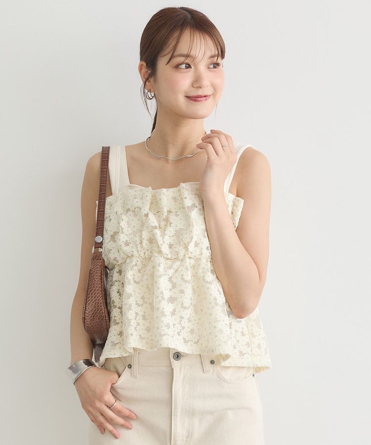 earth music&ecology「キラキラフラワー刺繍ビスチェ」|ベスト・ジレ|