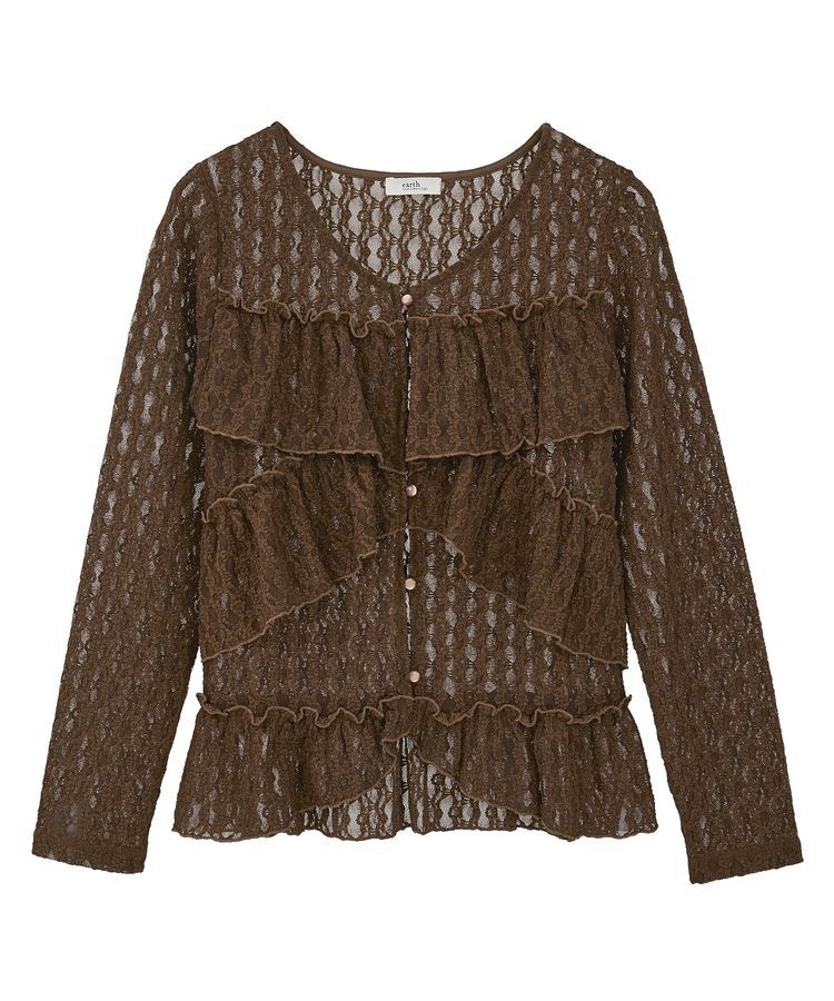 earth music&ecology「レースフリルメローカーディガン」|カーディガン|