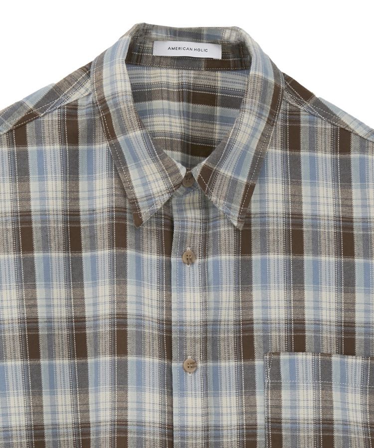 AMERICAN HOLIC「フリンジヘム起毛チェックシャツ」|シャツ・ブラウス|