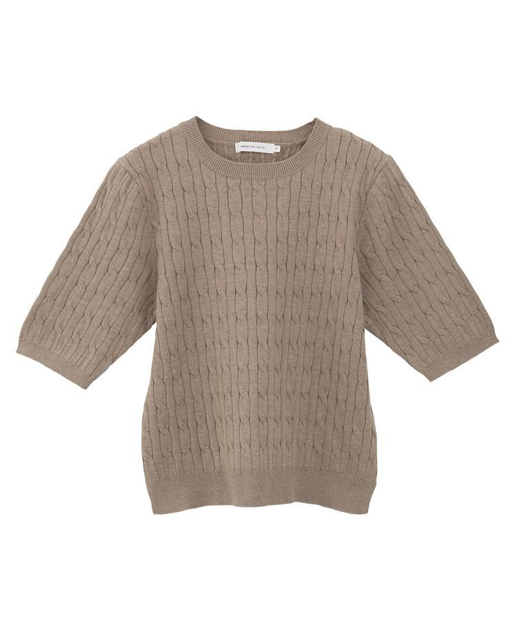 AMERICAN HOLIC「ケーブル5分袖ニットプルオーバー」|ニット・セーター|