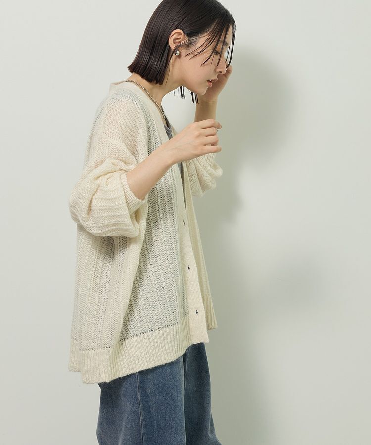 Green Parks「シアーニットVネックカーディガン」|カーディガン|