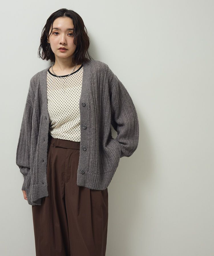 Green Parks「シアーニットVネックカーディガン」|カーディガン|