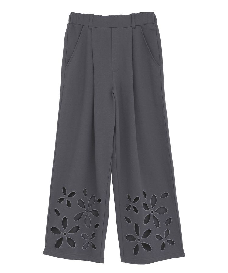 AnriettMusee「フラワーくり抜き刺繍スウェットワイドパンツ」|その他|