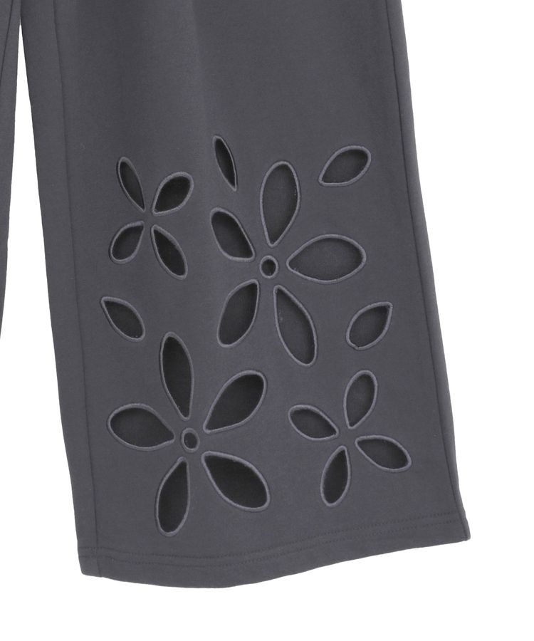 AnriettMusee「フラワーくり抜き刺繍スウェットワイドパンツ」|その他|