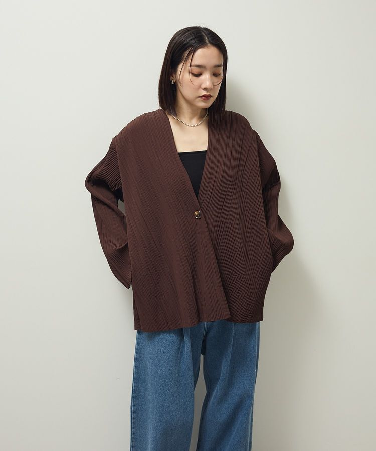 Green Parks「・ELENCARE DUE プリーツノーカラージャケット」|テーラードジャケット|