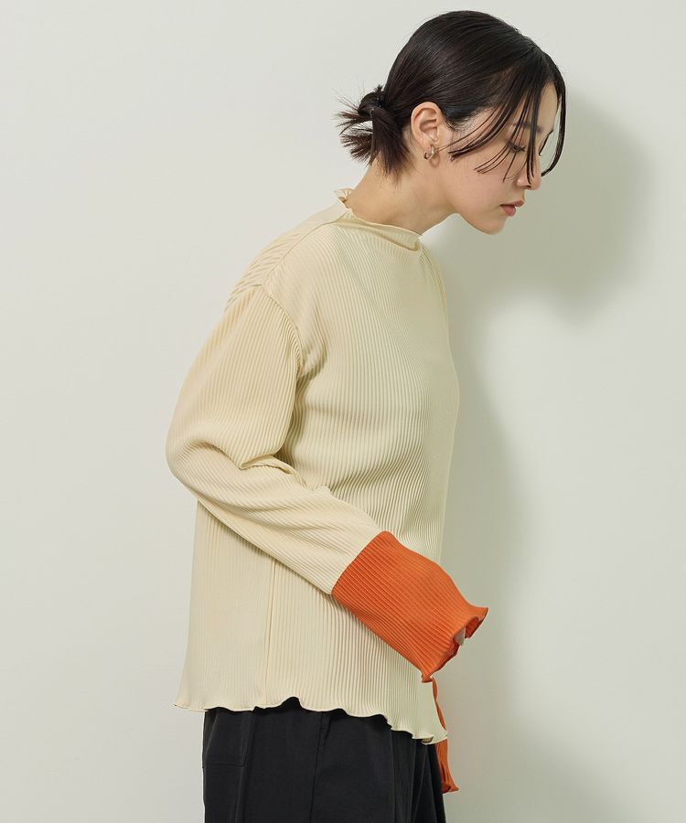 Green Parks「プリーツ袖配色プルオーバー」|Tシャツ・カットソー|