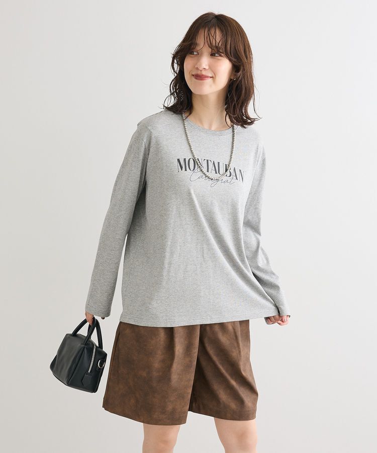 Green Parks「キレイ目ロゴ長袖Tシャツ」|Tシャツ・カットソー|Gray