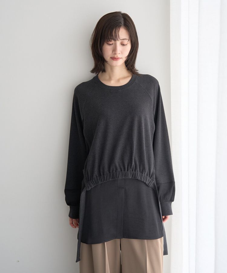 Editt by YECCA VECCA「素材MIXレイヤード起毛プルオーバー」|スウェット・ジャージ|