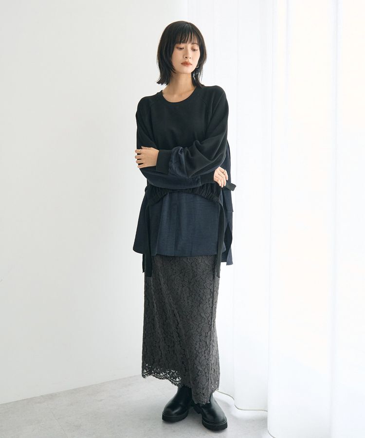 Editt by YECCA VECCA「素材MIXレイヤード起毛プルオーバー」|スウェット・ジャージ|