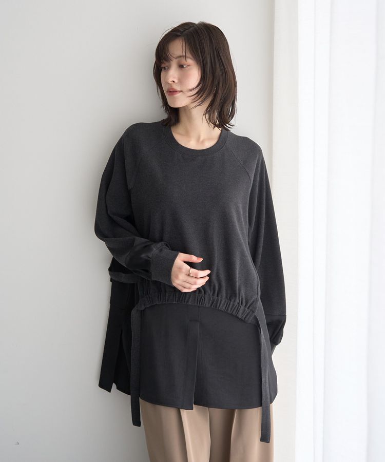 Editt by YECCA VECCA「素材MIXレイヤード起毛プルオーバー」|スウェット・ジャージ|
