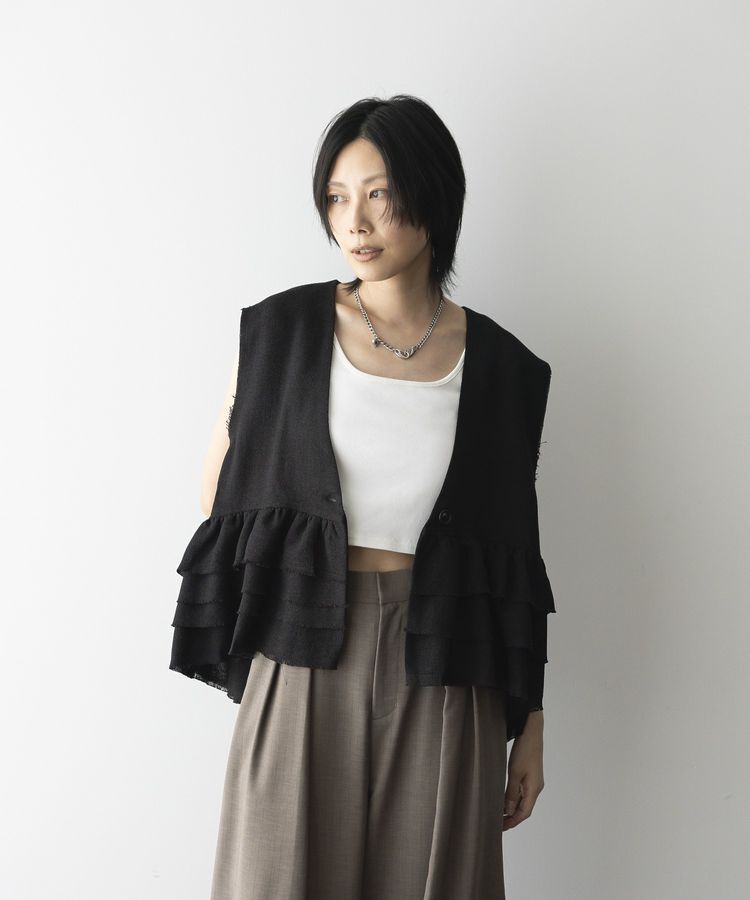 GARAGE OF GOOD CLOTHING「ツイードギャザーベスト」|ベスト・ジレ|