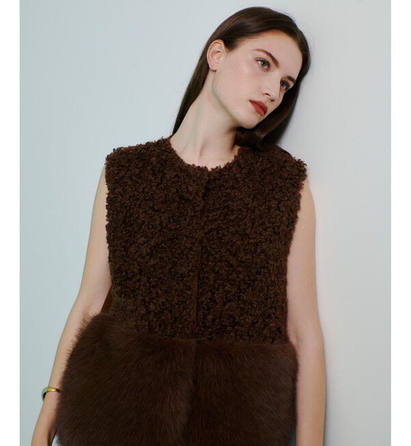 allureville「フェイクボアコンビニットジレ」|ニット・セーター|