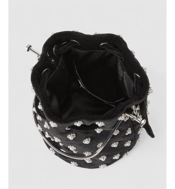 LOULOU WILLOUGHBY「【LOULOU WILLOUGHBY】パール刺繍ベロア巾着ハンドバッグ」|ショルダー・メッセンジャー|