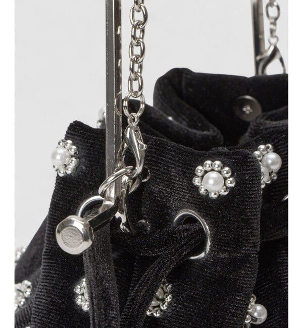 LOULOU WILLOUGHBY「【LOULOU WILLOUGHBY】パール刺繍ベロア巾着ハンドバッグ」|ショルダー・メッセンジャー|