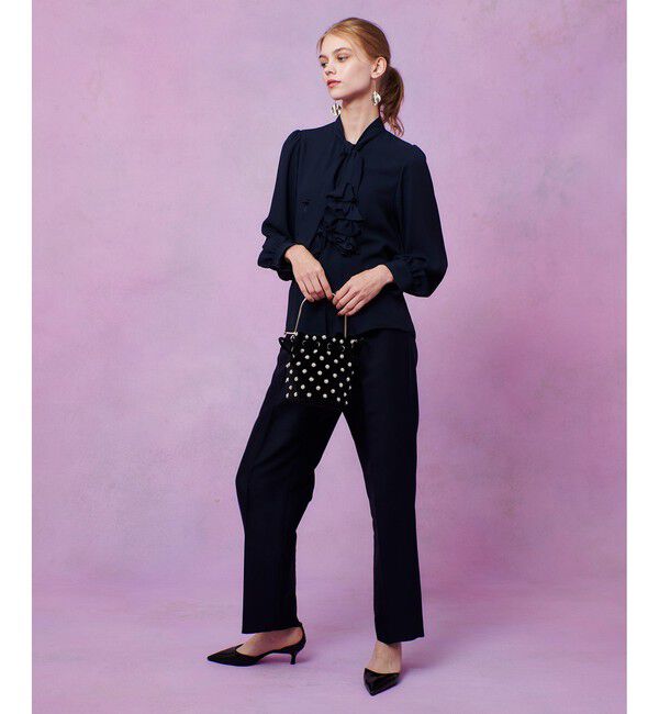 LOULOU WILLOUGHBY「【LOULOU WILLOUGHBY】パール刺繍ベロア巾着ハンドバッグ」|ショルダー・メッセンジャー|