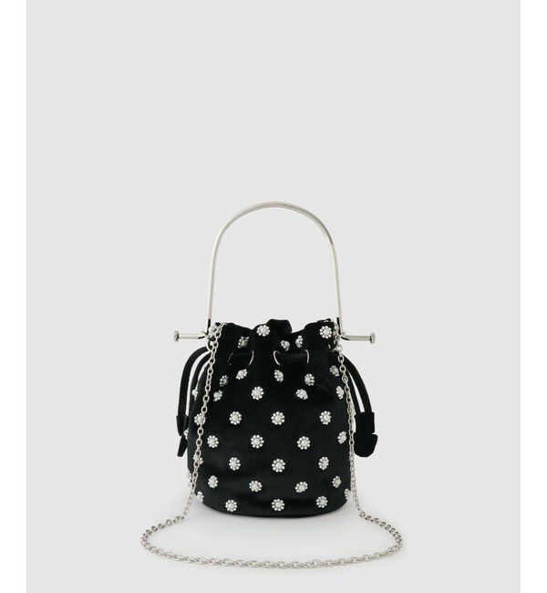 LOULOU WILLOUGHBY「【LOULOU WILLOUGHBY】パール刺繍ベロア巾着ハンドバッグ」|ショルダー・メッセンジャー|