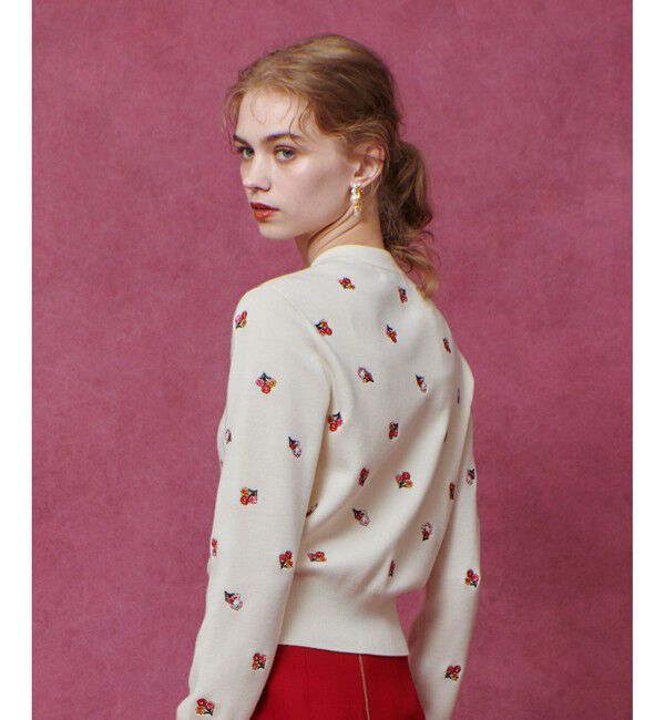 LOULOU WILLOUGHBY「【LOULOU WILLOUGHBY】フラワーシシュウカーディガン」|カーディガン|