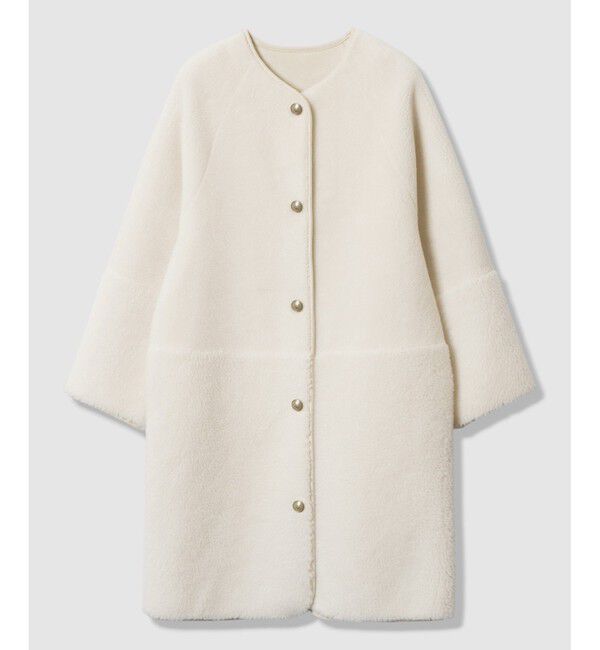 allureville「ツーブロッキングボアコート」|ノーカラーコート|