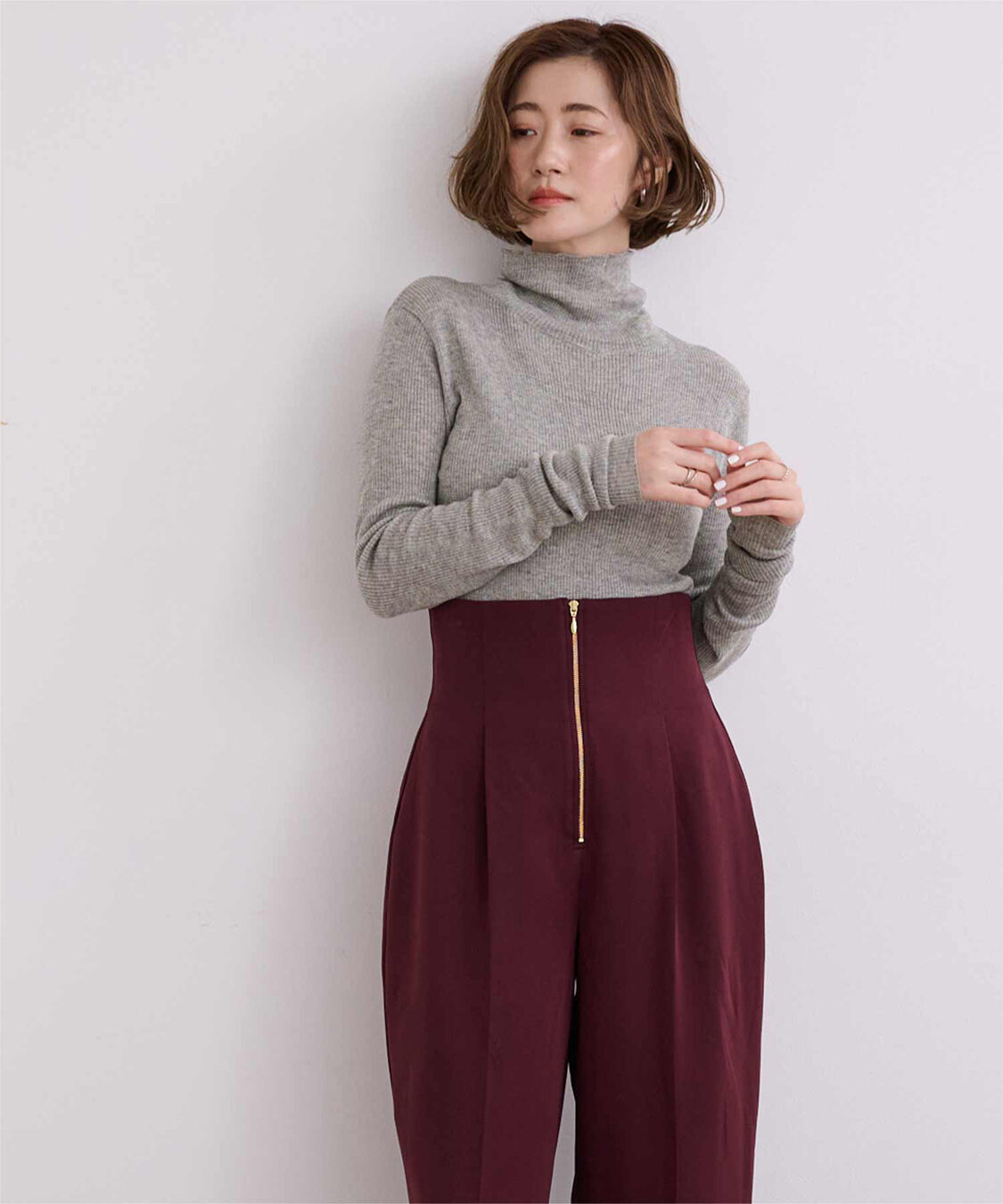 ur's「ウールブレンドハイネックリブニット」|ニット・セーター|杢グレー