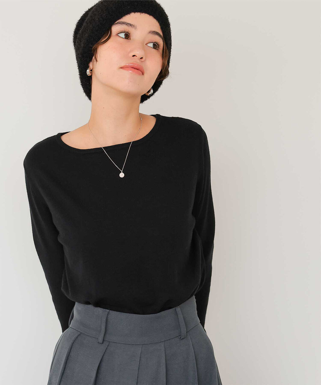 titivate「なめらか手触りカシミヤタッチボートネックニット」|ニット・セーター|