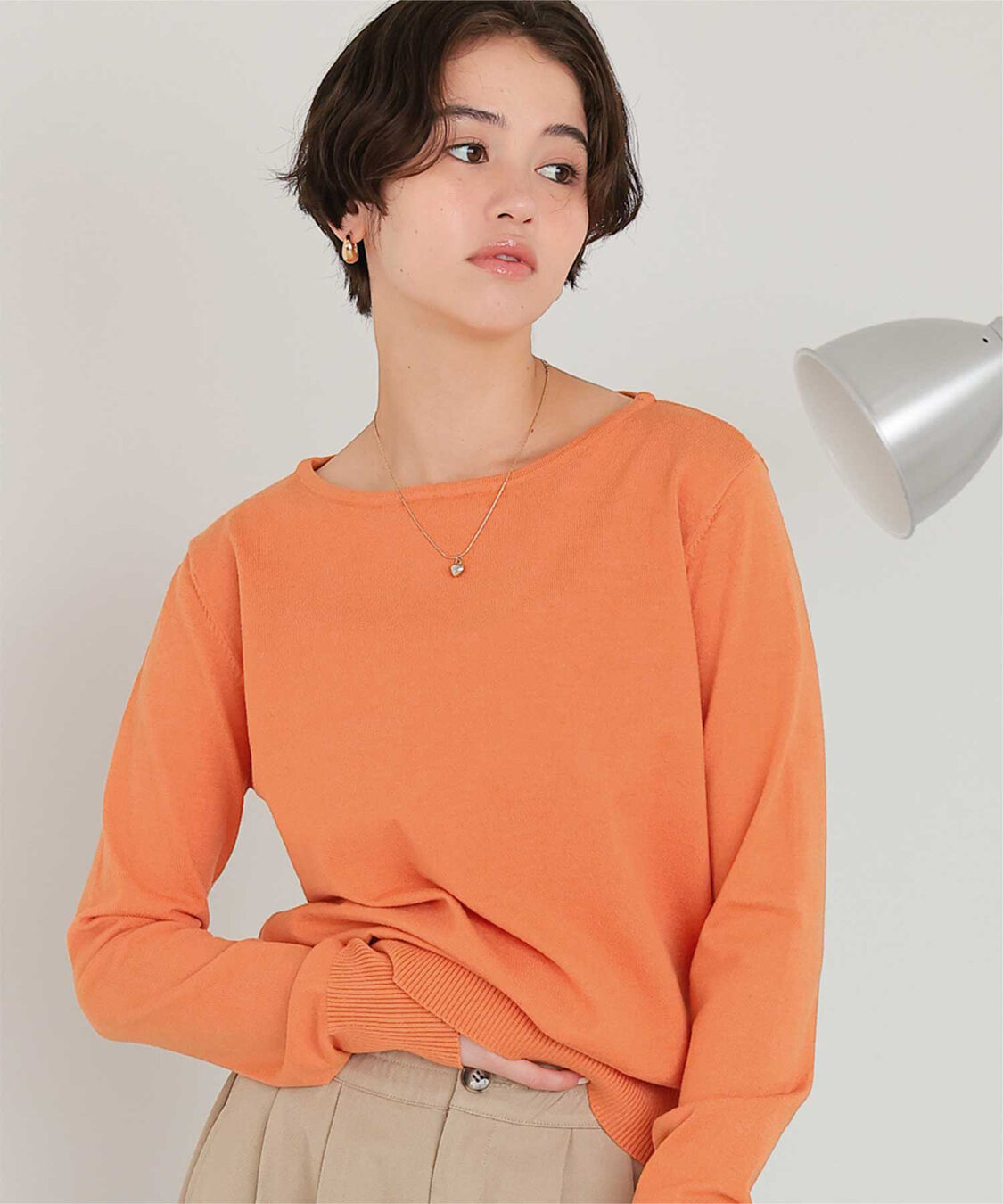 titivate「なめらか手触りカシミヤタッチボートネックニット」|ニット・セーター|オレンジ