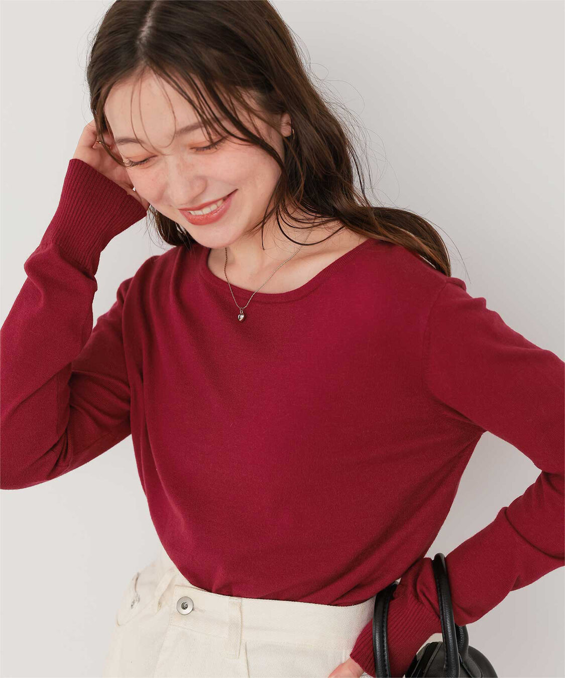 titivate「なめらか手触りカシミヤタッチボートネックニット」|ニット・セーター|