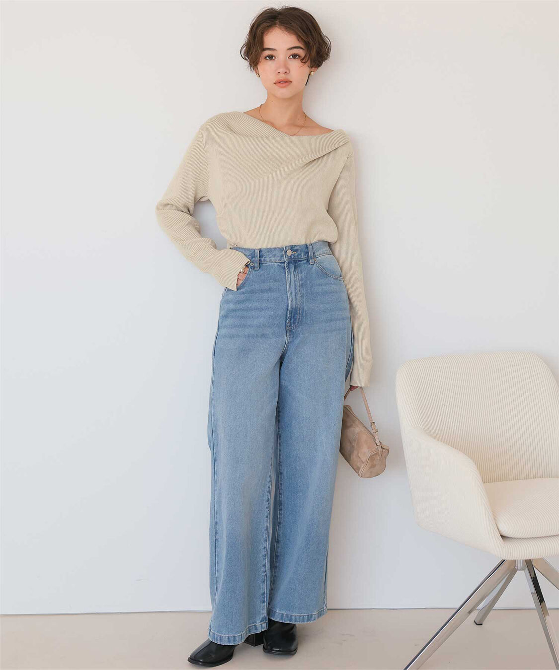 titivate「オフショルダーリブニットトップス」|ニット・セーター|