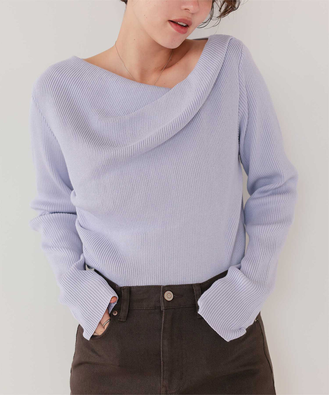 titivate「オフショルダーリブニットトップス」|ニット・セーター|