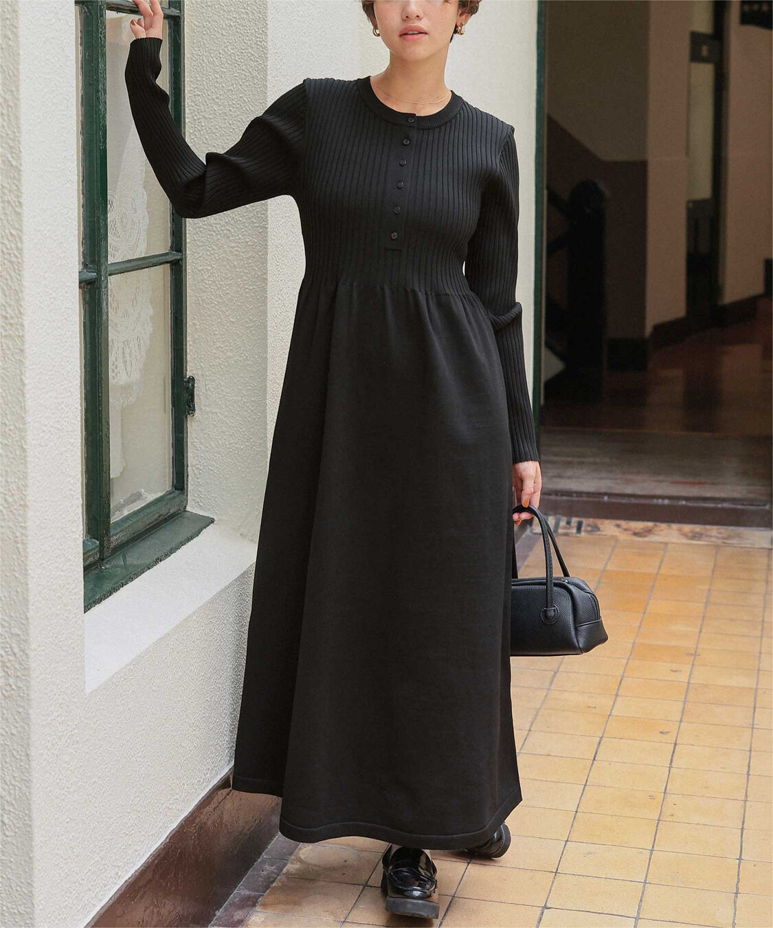titivate「ヘンリーネックデザインニットワンピース」|ワンピース|
