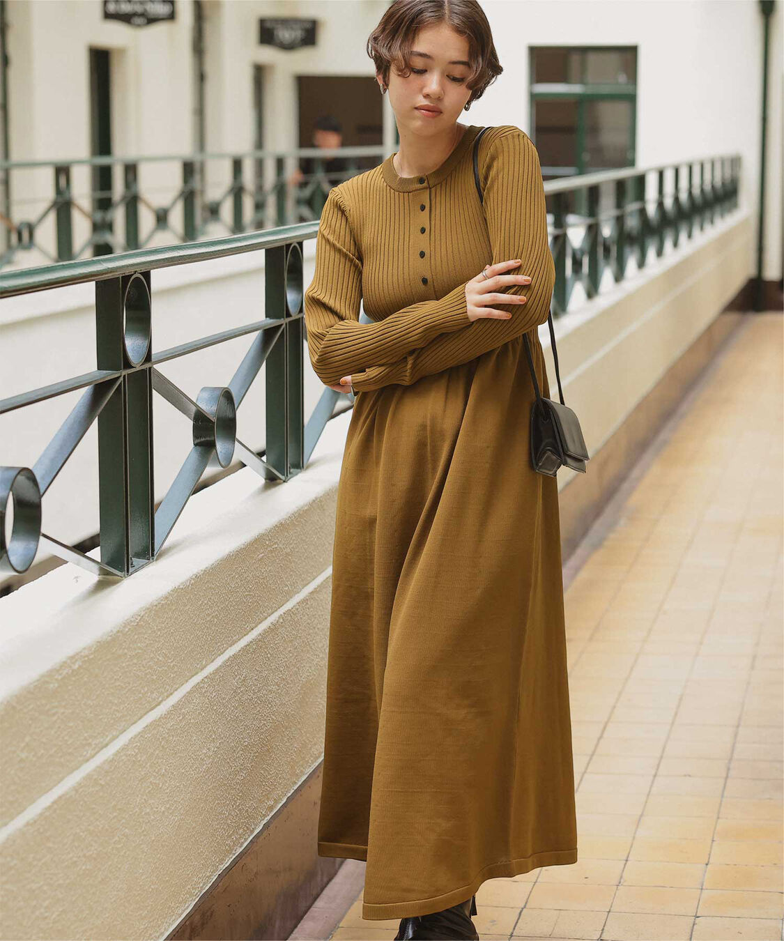 titivate「ヘンリーネックデザインニットワンピース」|ワンピース|